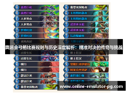 奥运会弓箭比赛规则与历史深度解析:精准对决的传奇与挑战 奥运会弓箭比赛规则与历史深度解析:精准对决的传奇与挑战